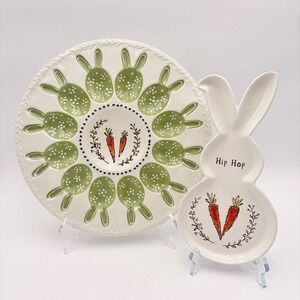 Potters Studio Easter Egg Plate Bunny Tray Carrot Wreath Hip Hop Ceramic